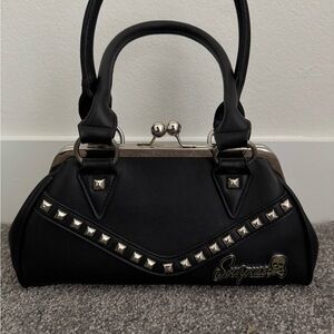 Sourpuss Black Mini Bag with Silver Studs